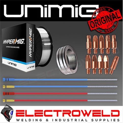 Unimig 2kg Aluminium 5356 Welding Wire + M6 .9mm 1mm Contact Tips + Alloy Liner