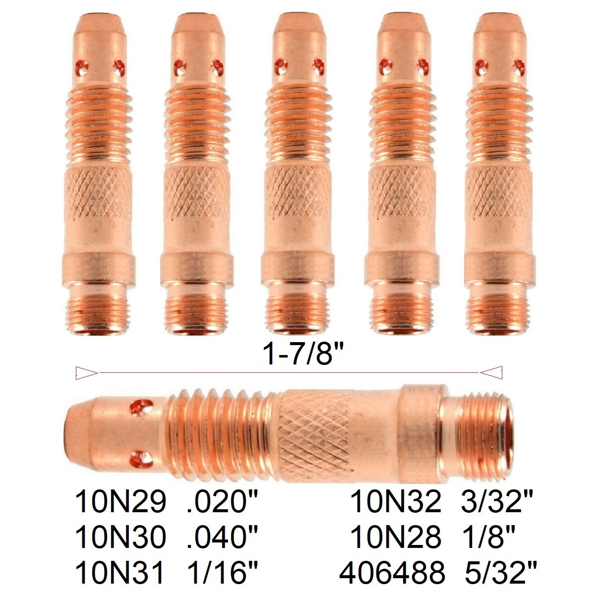 TIG Collet Body 406488 5/32” Welding Collet Body for TIG Torch 17,18, 26 PK of 5