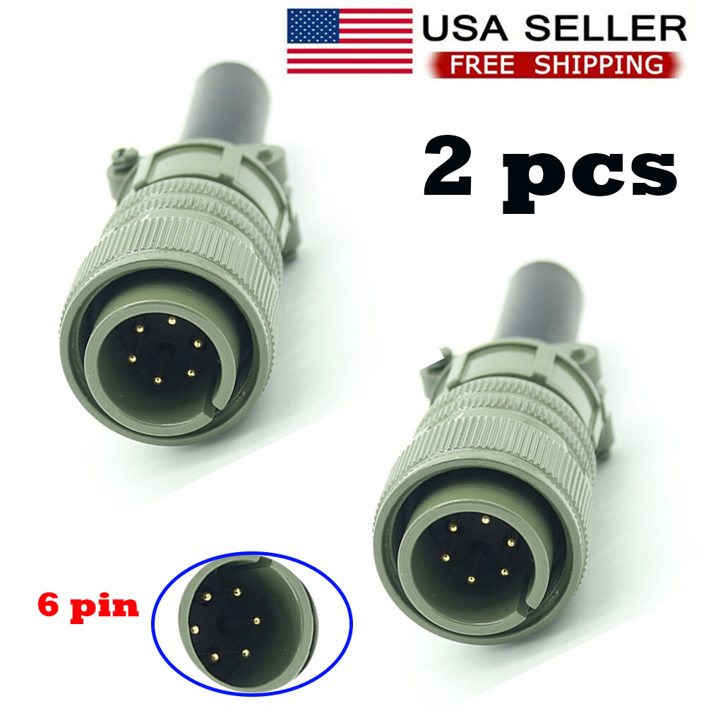 2X 6 Pin Male Plug For S12020-27 Linc Remote Foot pedal Welding Wire Feeder LN-7
