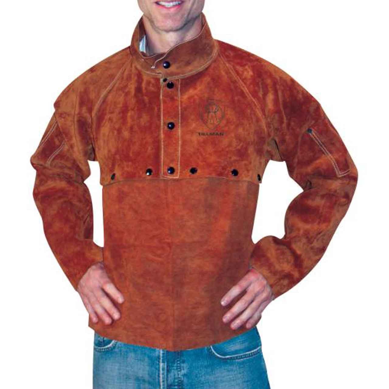 Tillman 3821-14 Dark Brown Side Split Cowhide Cape Sleeve 14″ Bib Combo Large