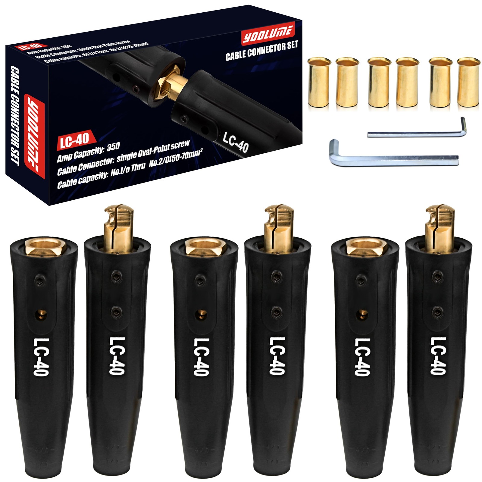 3 PCS LC40 Welding Cable Lead Connectors Positive Cam TwistLock Ends
