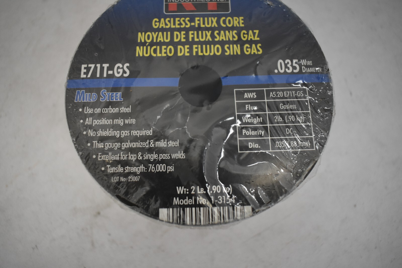 KT Industries Gasless Flux Core MIG Wire 2lbs .035″ Mild Steel E71T-GS