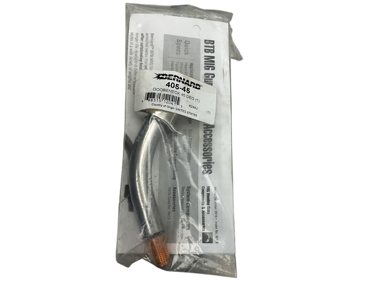 Bernard 405-45 MIG Gun Gooseneck 45 Degree | BTB MIG Accessory | Made in USA |