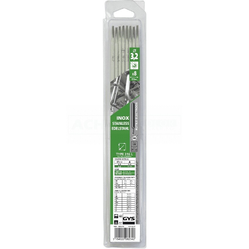 GYS 8 Edelstahl-Elektroden – 316 L – Ø 3,2 mm – Blister – 082342