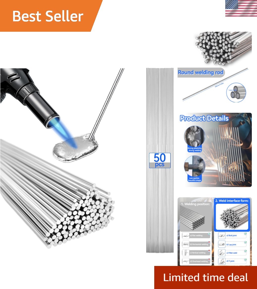 50PCS Low Melt Aluminum Welding Rods 716°F–752°F, Flux Core Welding Sticks No…