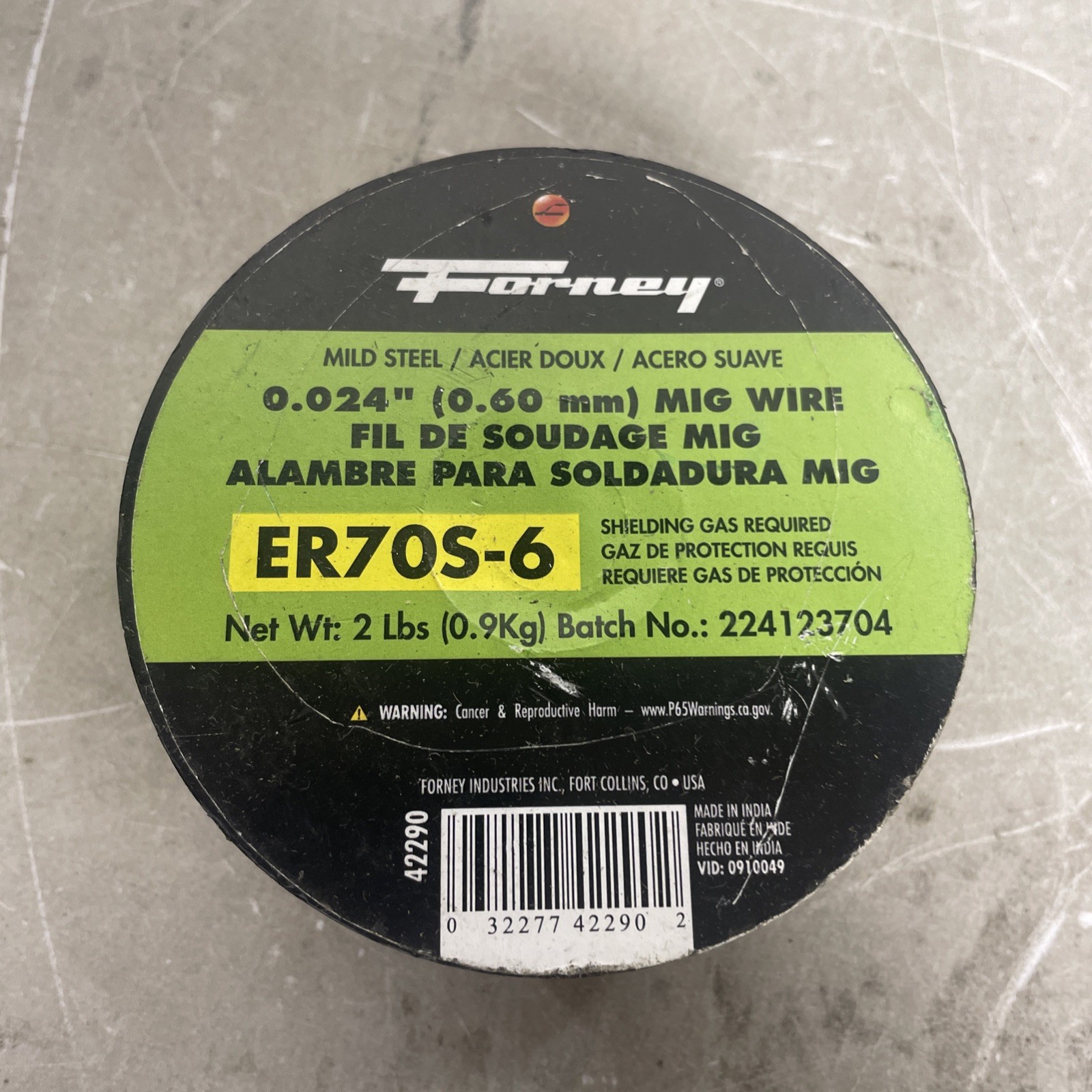 Forney ER70S-6 Mig Welding Wire .024 Mild Steel for Shielding Gas 2 lb