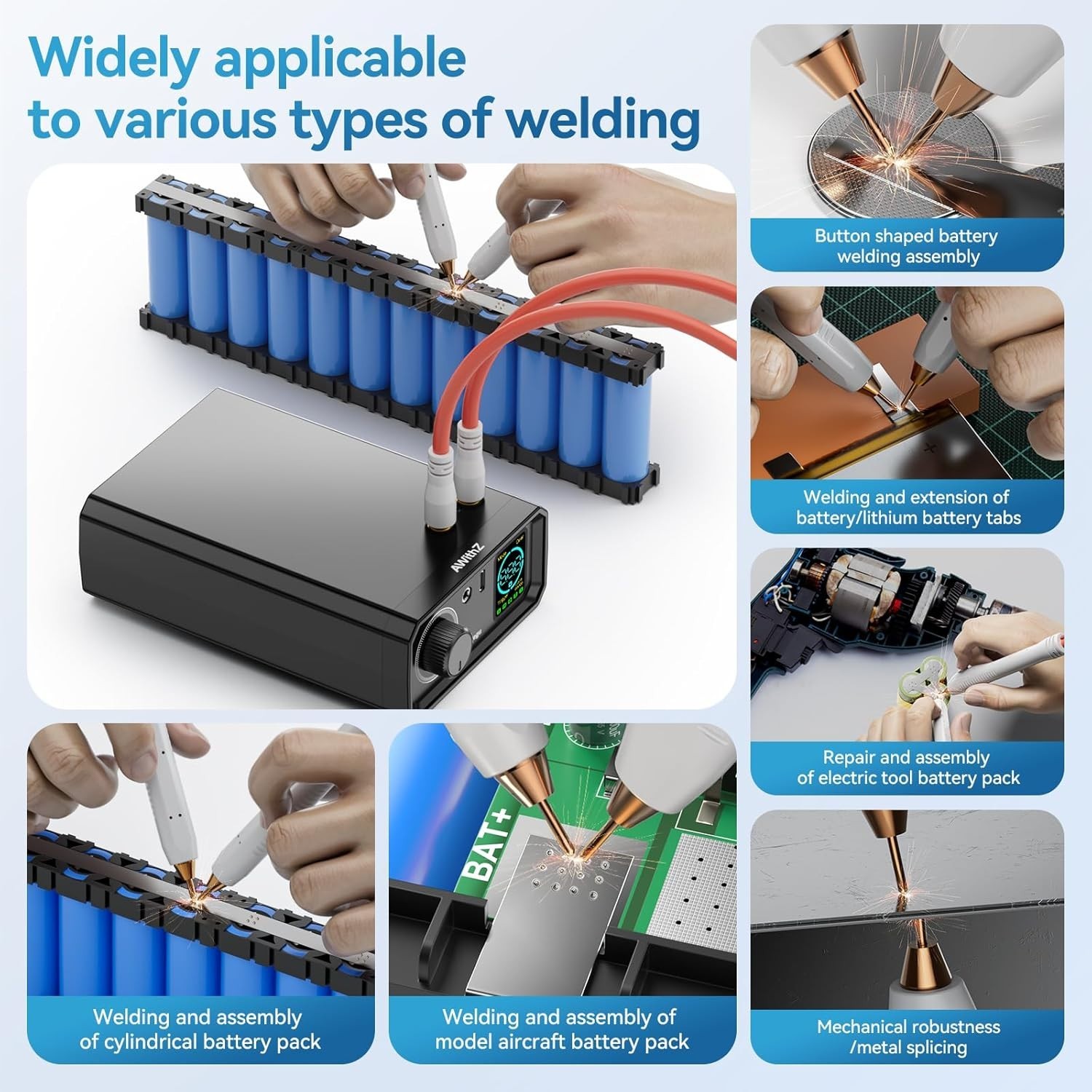 AWithZ Spot Welder Pedal Farad Capacitor 18650 Li Battery Spot Welding Machine