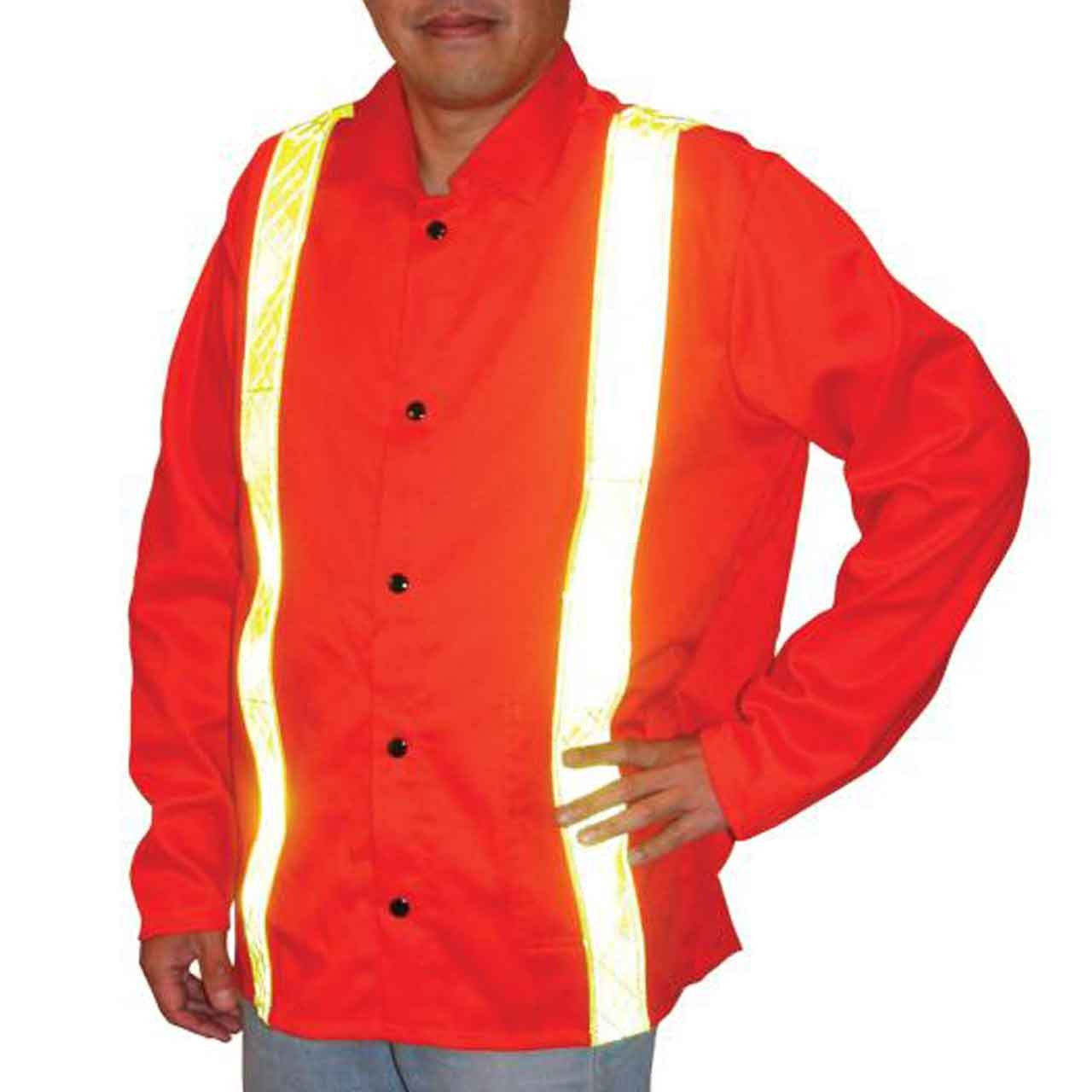 Tillman 6230DRT 30″ 9 oz. Orange FR Cotton with Yellow Reflective Tape Large