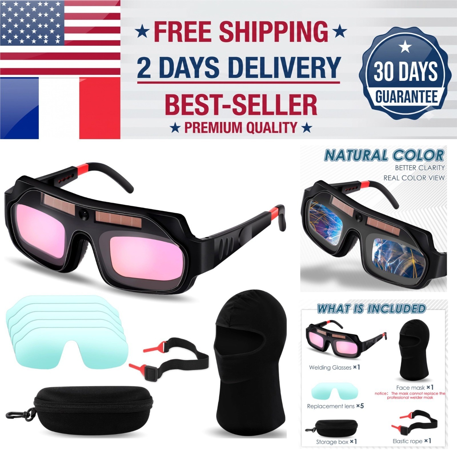 Tellegloww Auto Darkening Welding Glasses with Replacement Lenses