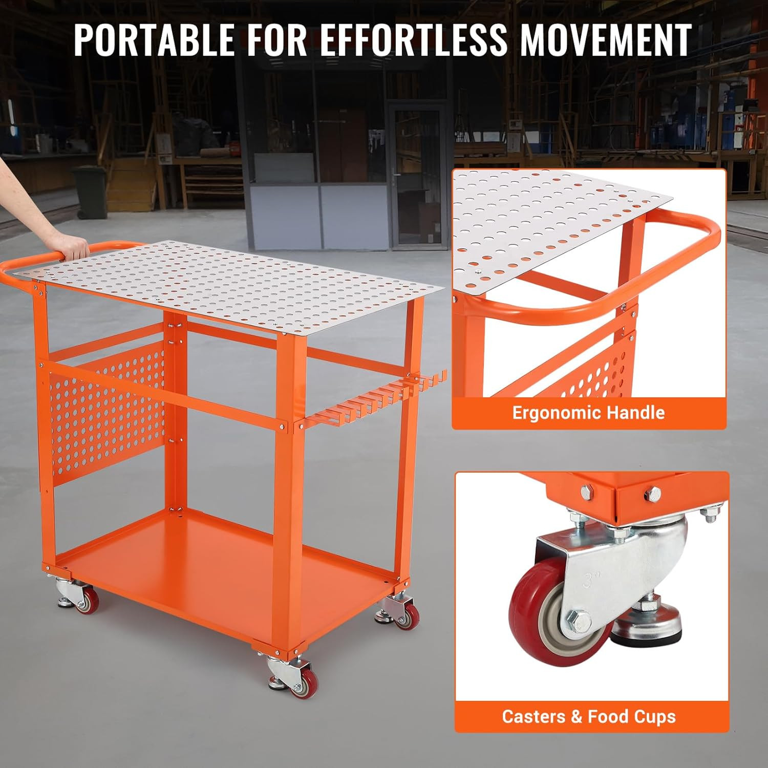36″ x 24″ Welding Table 600 LBS Welding Workbench with 5/8” Holes and Pegboard