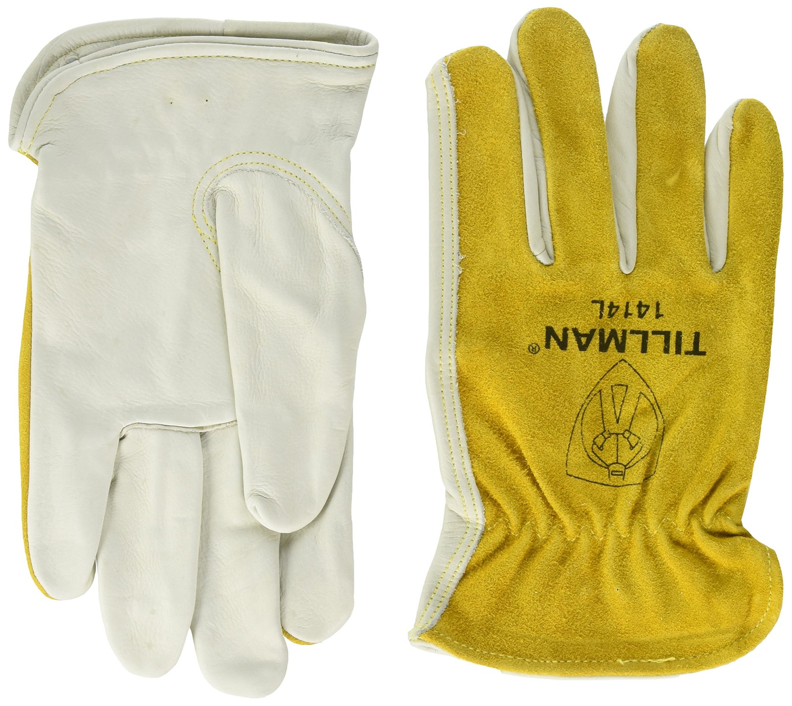 Large Pack Of 2 Protective Gloves Cowhide Palm With Double Stitching