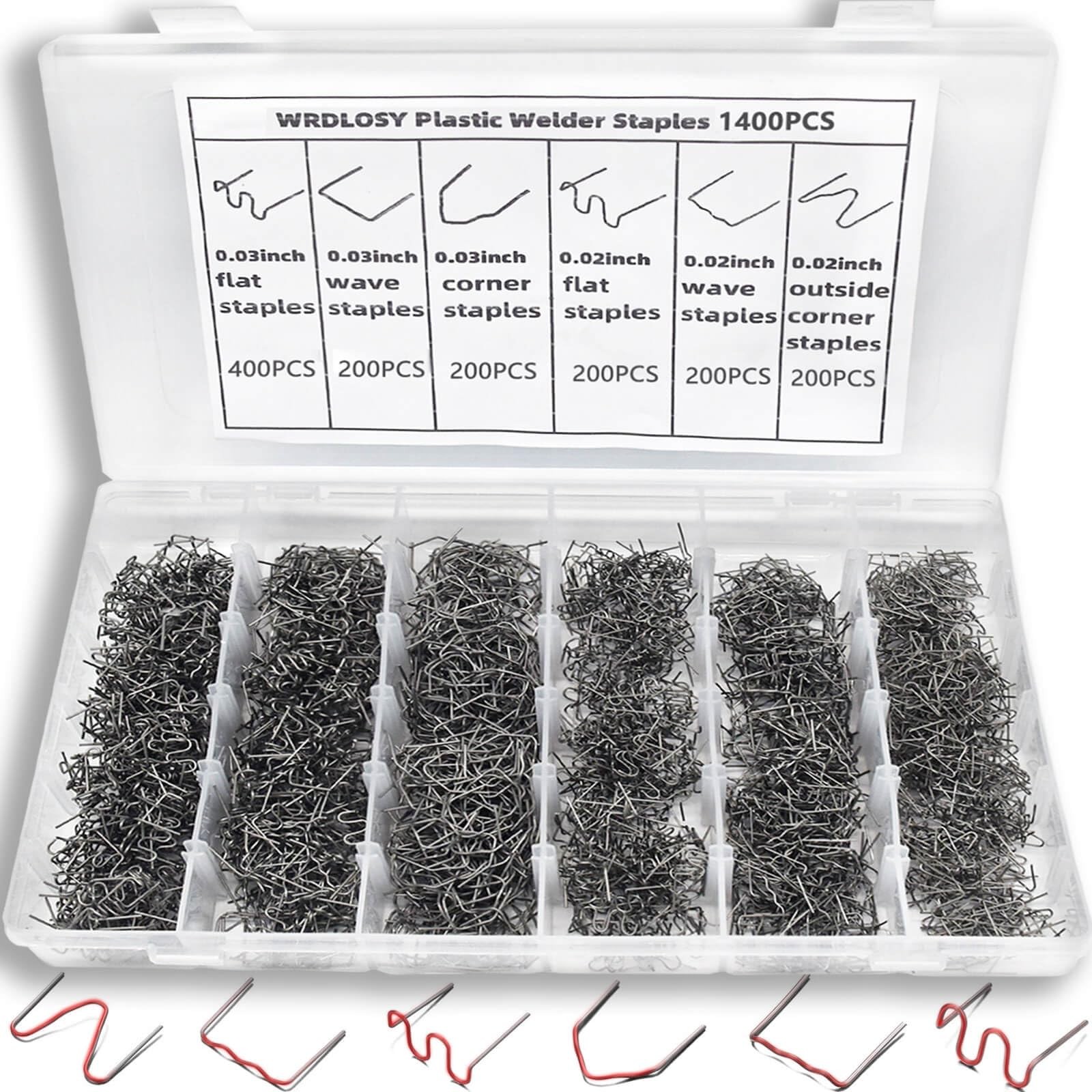 Wrdlosy 1400PCS Plastic Welding Kit, 0.02inch, 0.03inch, silver