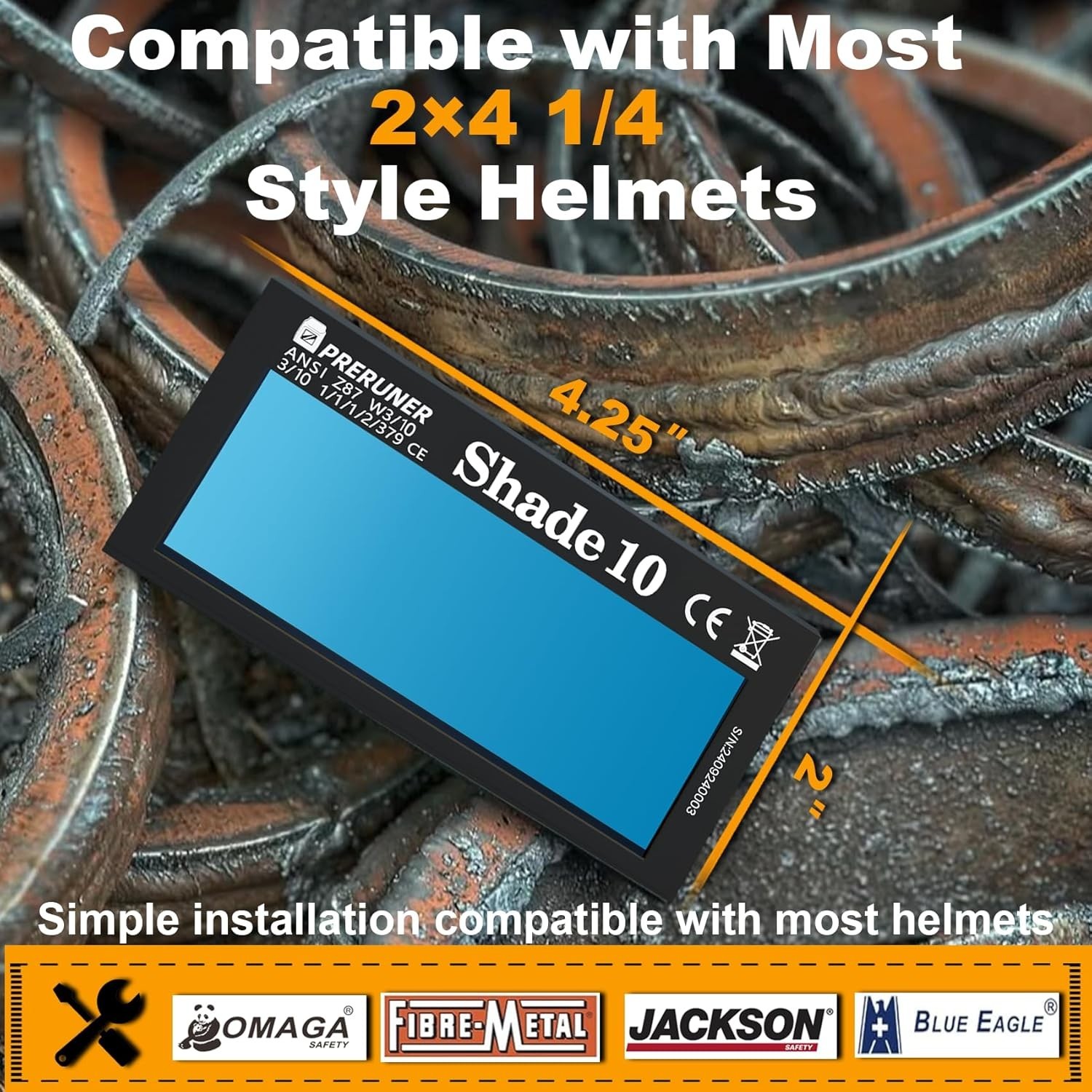 Core Series HD Shade 10 Auto Darkening Welding Lens 2″x4.25″ Slim 0.2″