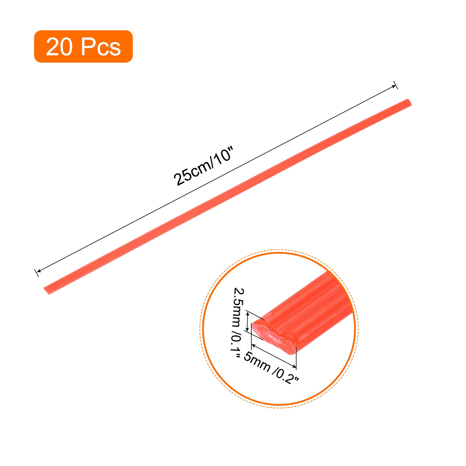 20pcs 10″ Plastic Welding Rods PP Welding Strips for Plastic Welder Red