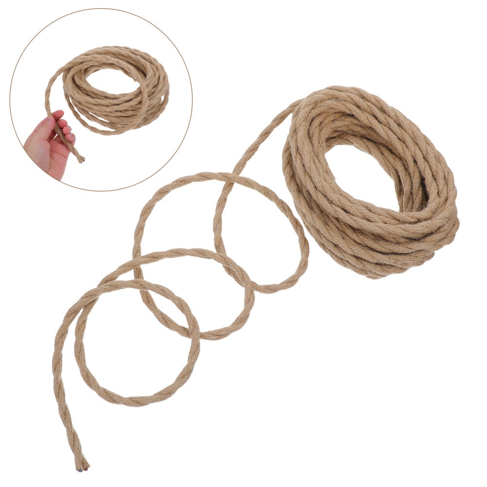 Retro Hemp Rope Power Cord Lamp Twisted Wire Farmhouse Cable Electric