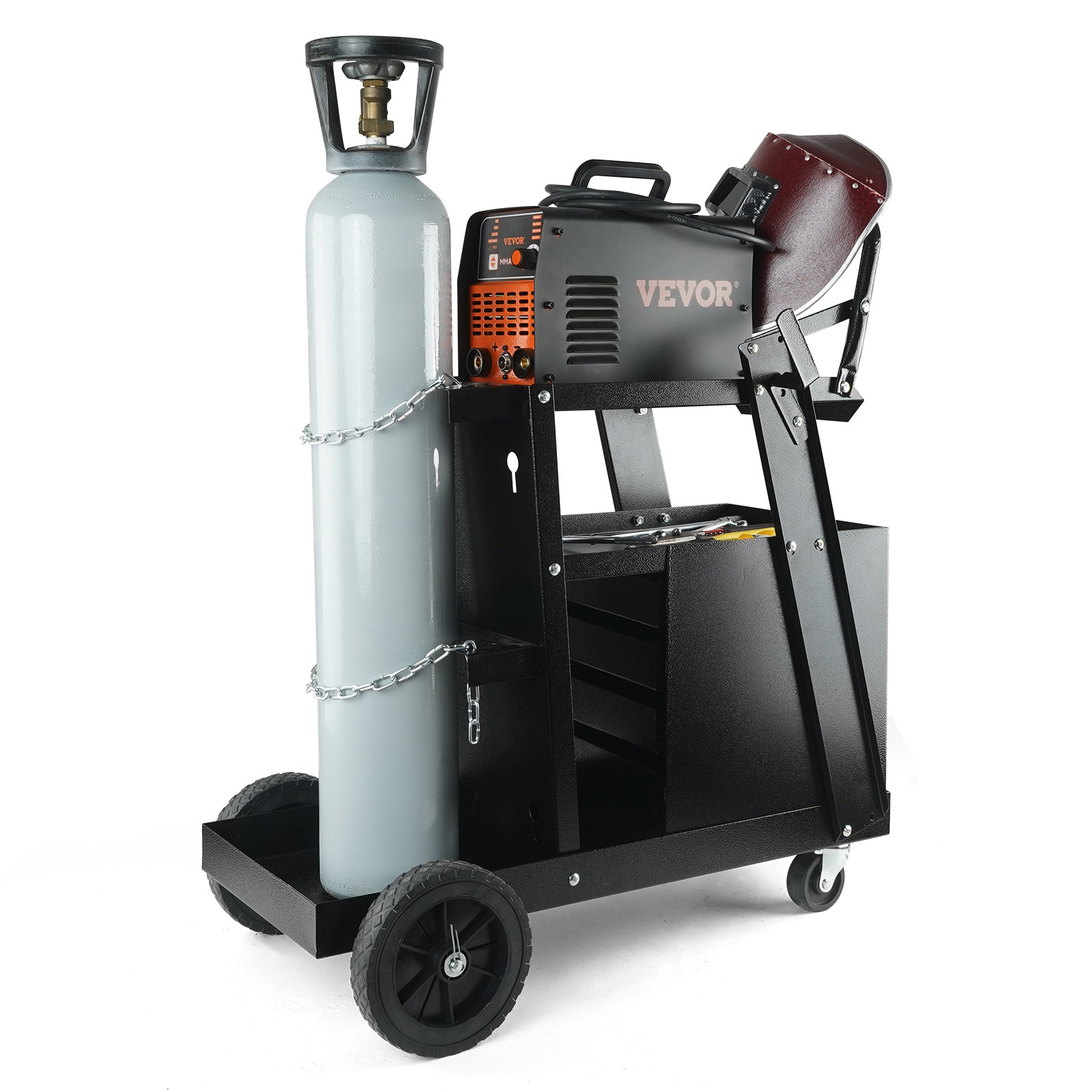 VEVOR Welding Cart 2-Tier 265 LBS Welder Cart with 4 Drawers 360° Swivel Wheels