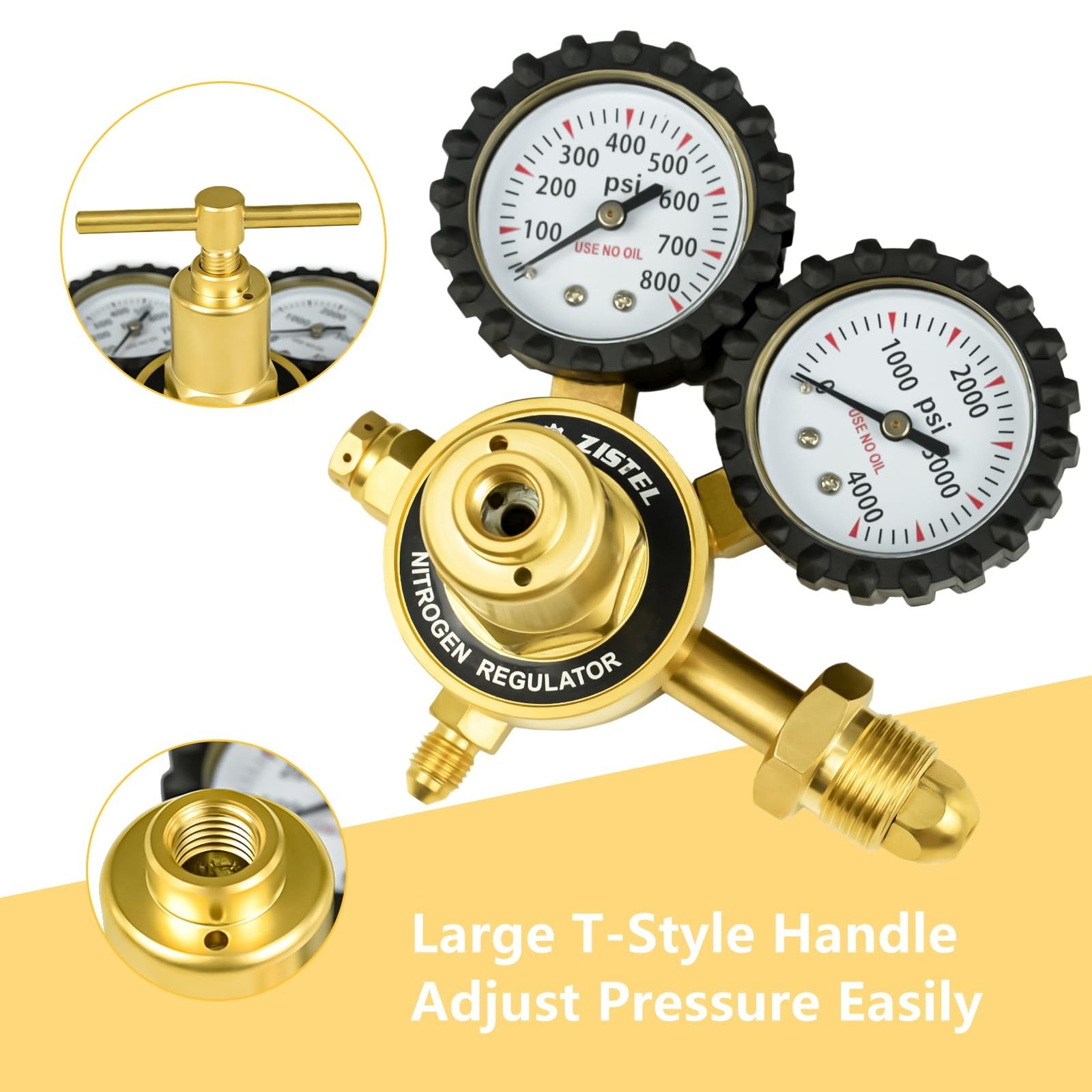 Nitrogen Regulator with 0-800PSI Delivery Pressure, 6.6Ft Hose CGA580 Inlet C…