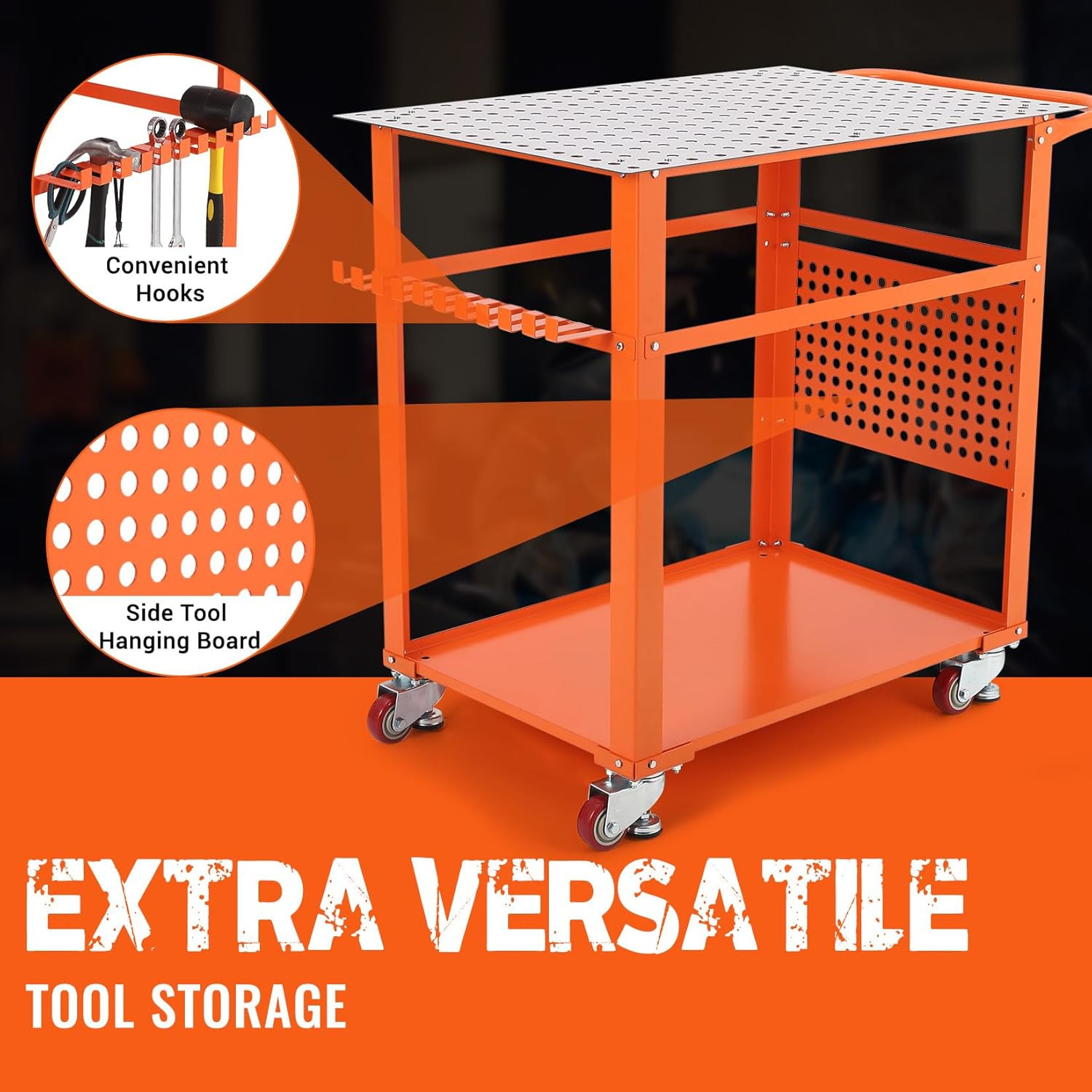 36″ x 24″ Welding Table 600 LBS Welding Workbench with 5/8” Holes and Pegboard