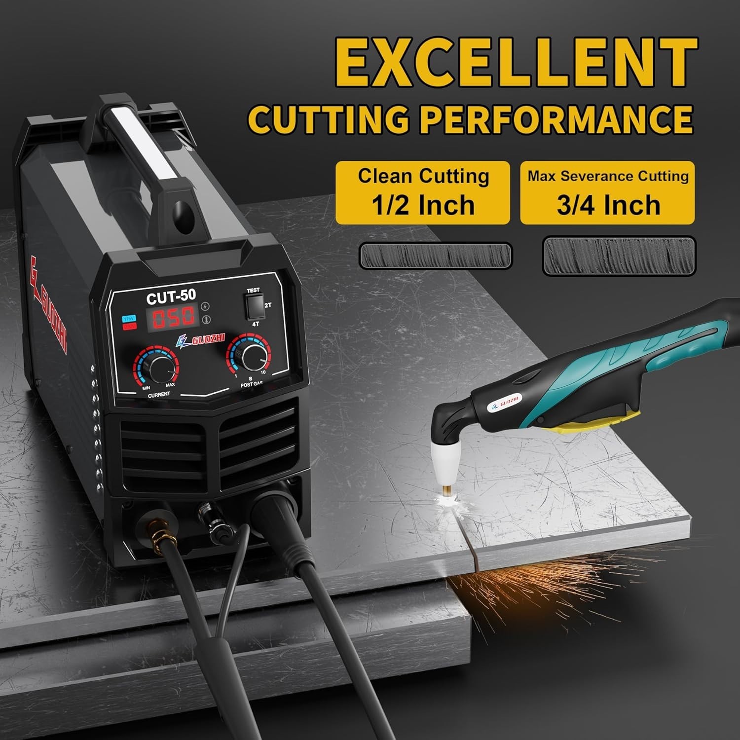 50 Amp Dual Voltage Inverter Plasma Cutter with Safety Features & Easy Setup