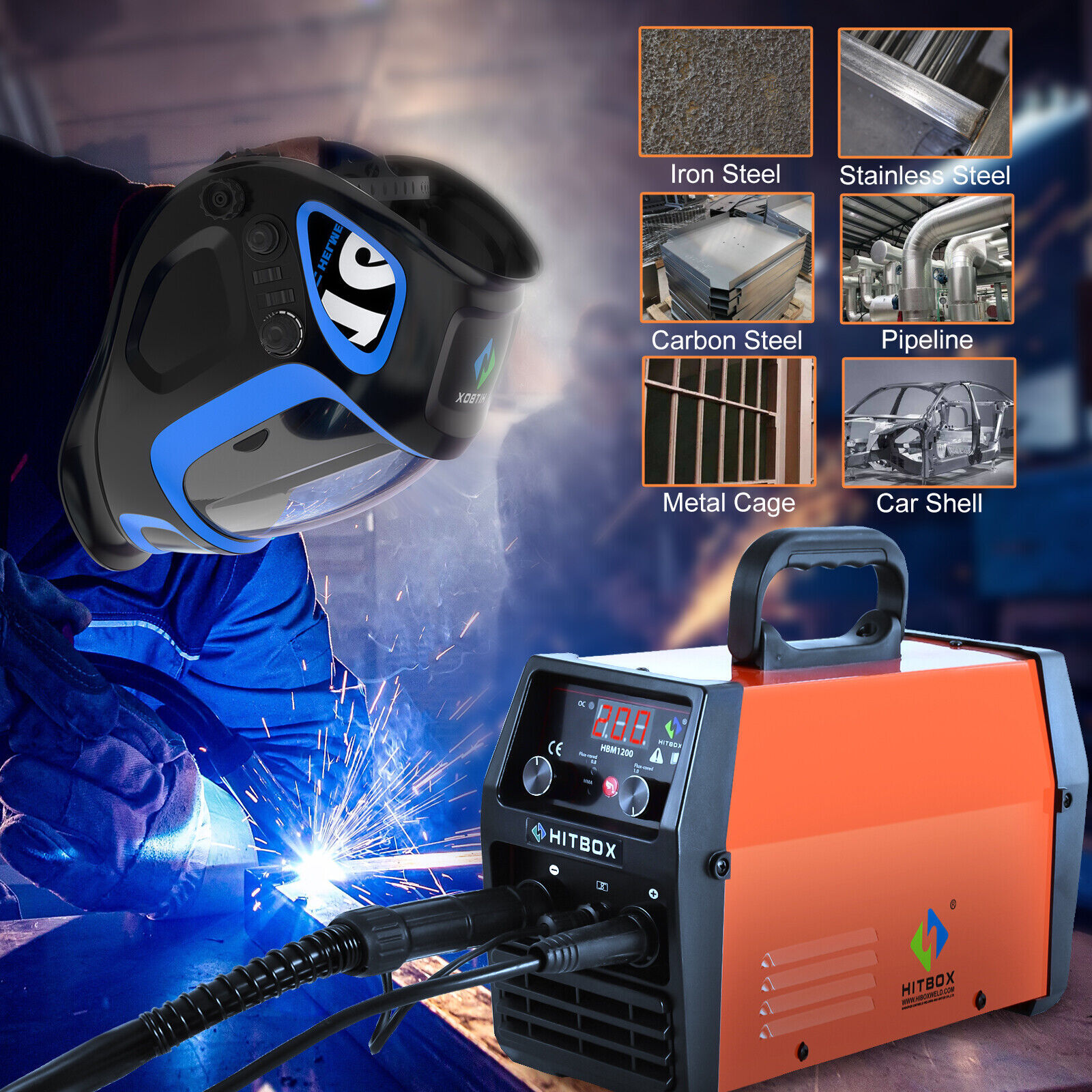 3in1 HBM1200 MIG TIG Welder Gasless Inverter 110/230V DC ARC TIG Welding Machine
