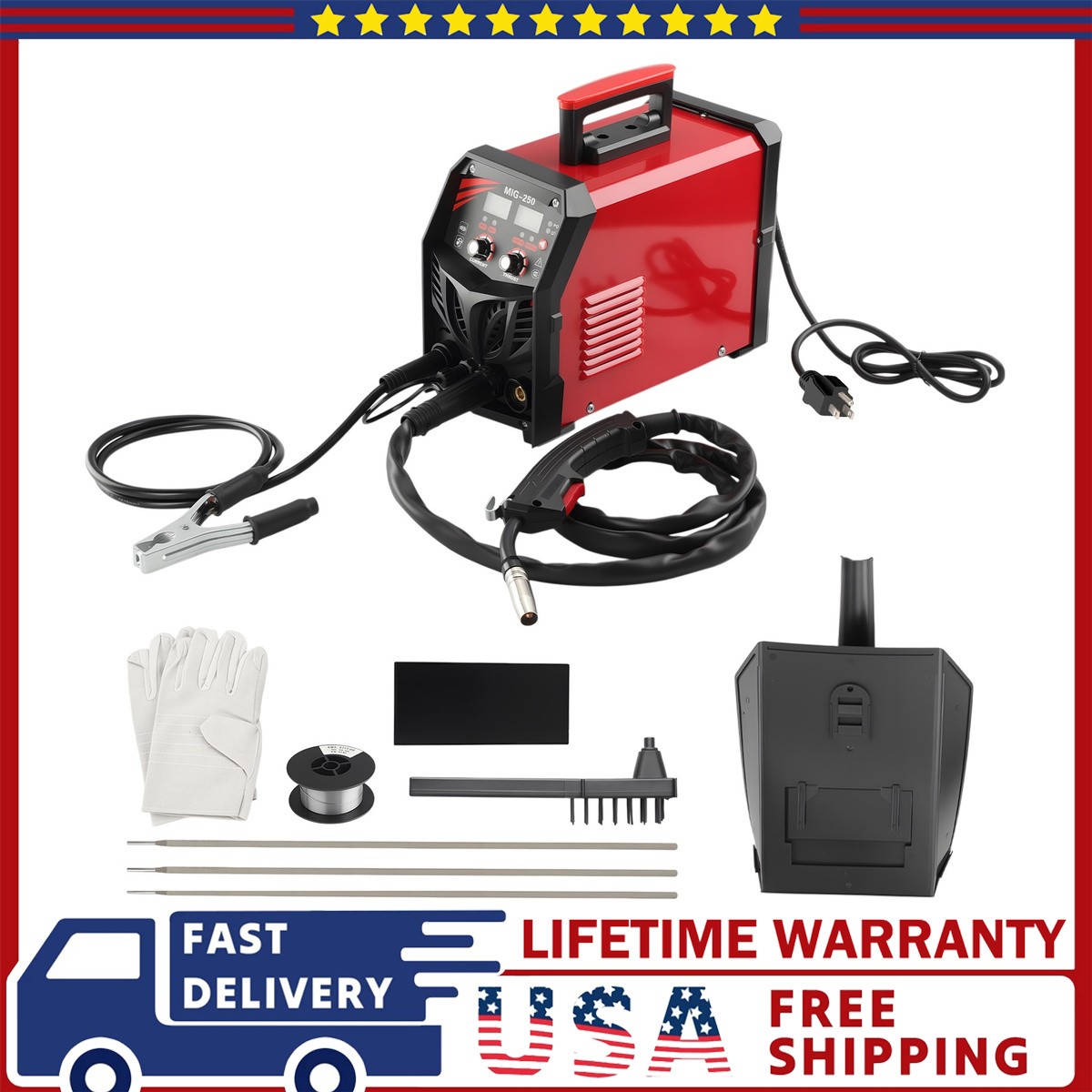 MIG Welder 250A Mig Welding Machine 3-in-1 Flux Core MIG/Stick/Lift TIG Welder