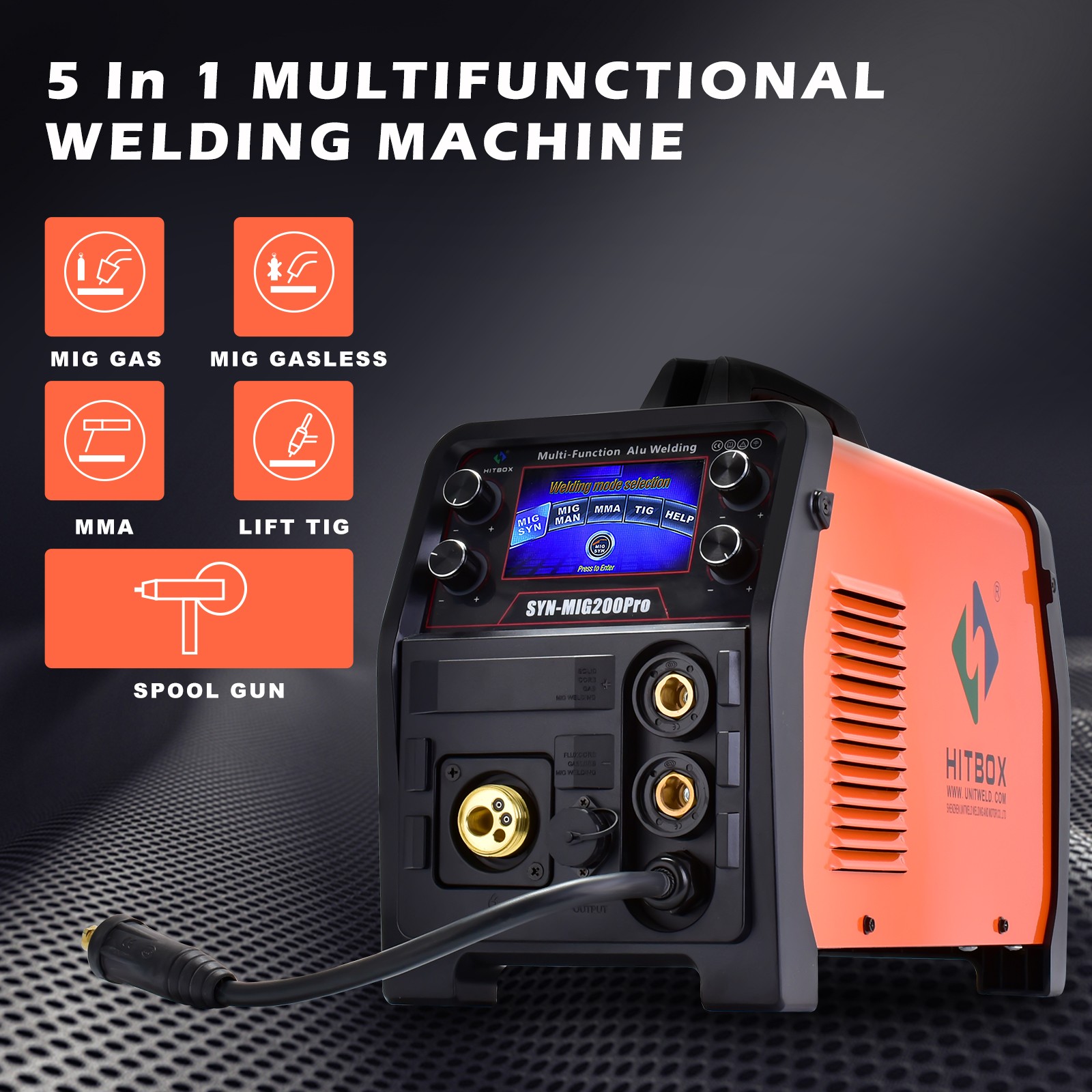 5in1 MIG Welder Aluminum Welding Gas 110V/220V TIG MMA MIG SYN Welding Machine