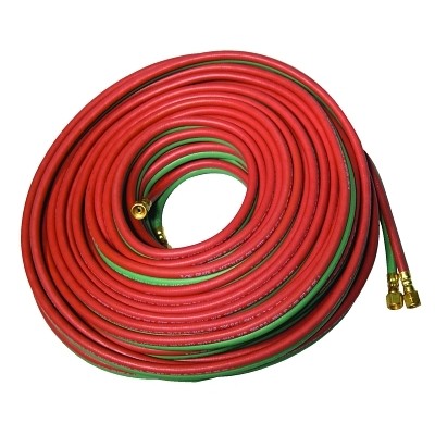 Grade T Twin-Line Welding Hose, 3/16 in, 25 ft, BB Fittings, Fuel Gases and