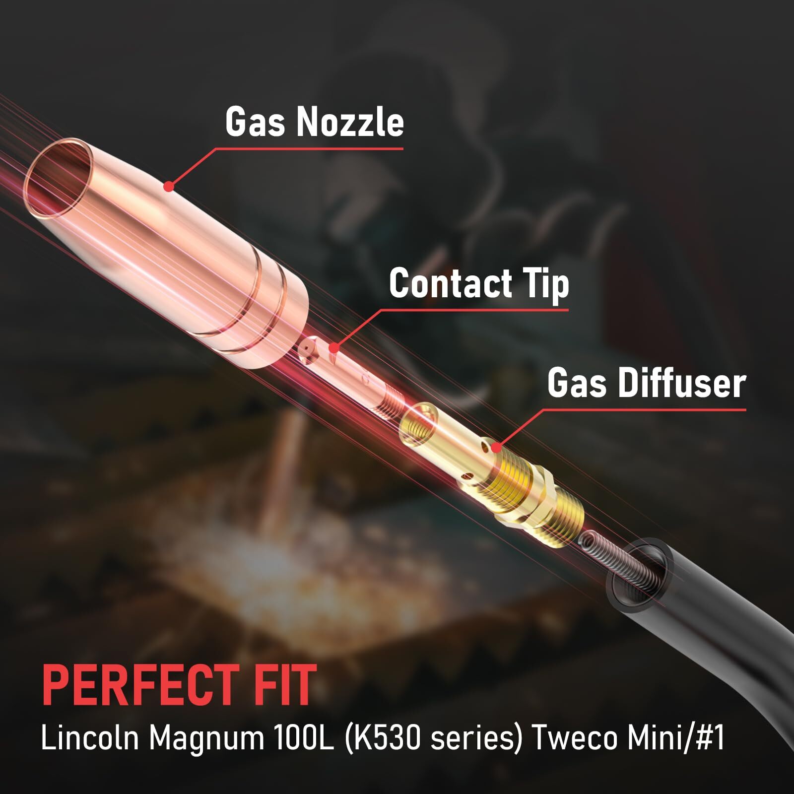 YESWELDER MIG Welding Gun Kit .030 Tip-Nozzle-Diffuser Accessory