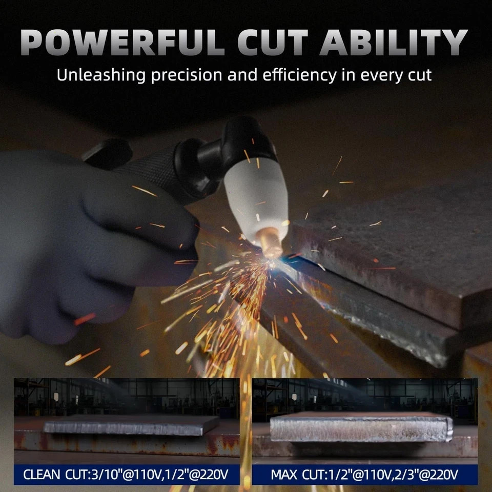 CUT50 110V/220V 50A Plasma Cutter Sic Mosfet 10mm” Clean Cuts LED Display