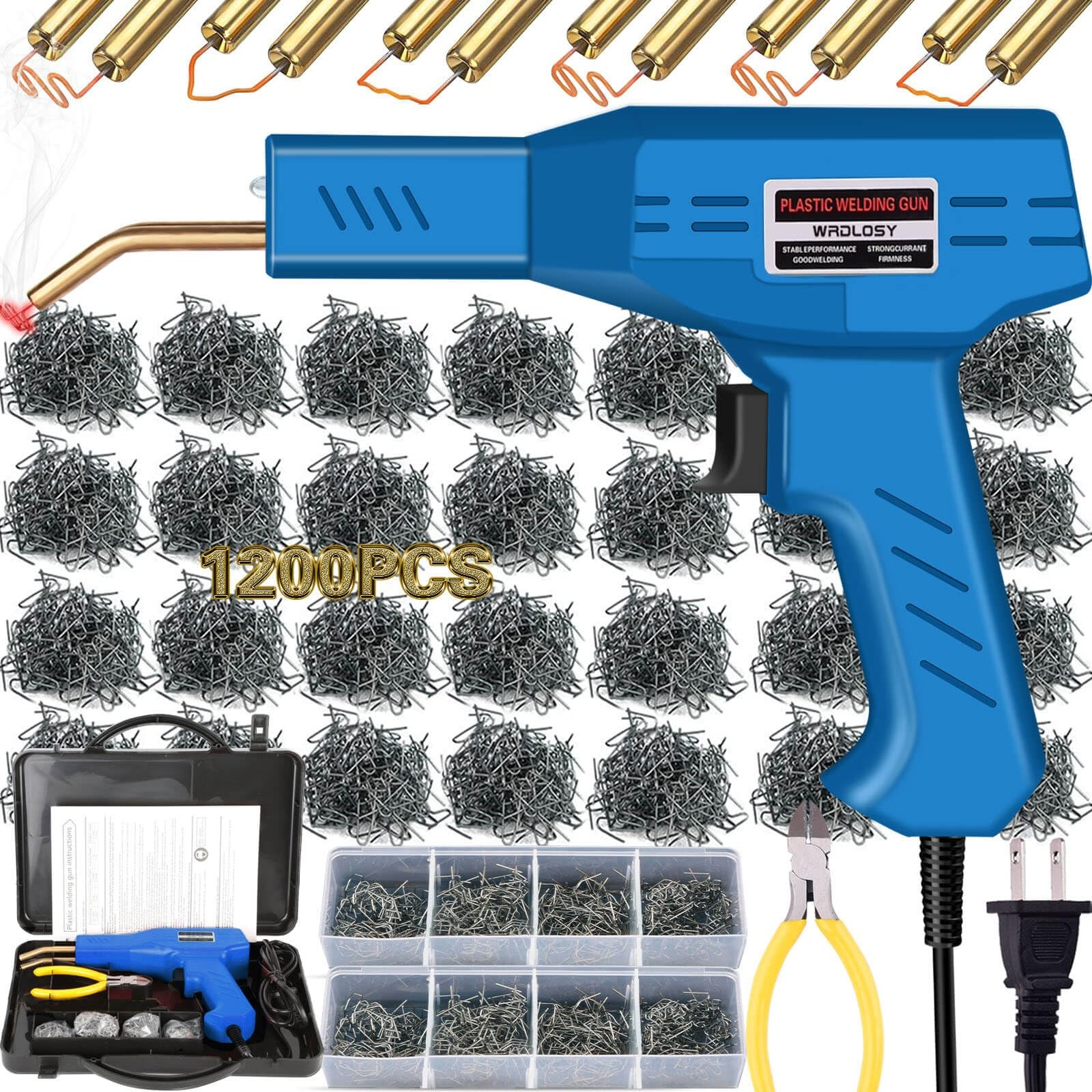 Wrdlosy Plastic Welder, 1200PCS Staples, Welding Kit, Must Dard Blue