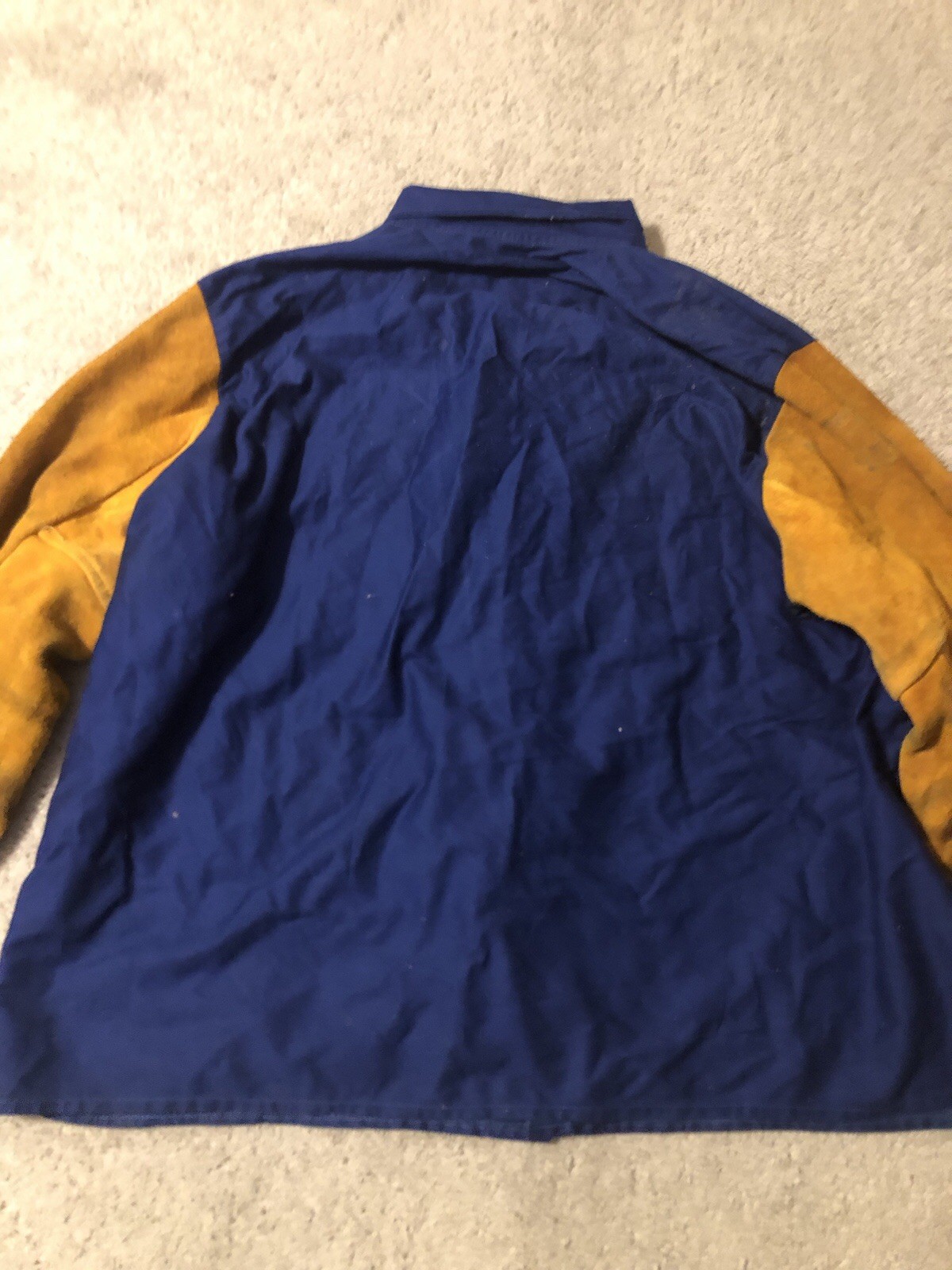 Weldas Distress Welding Jacket Size XXXXL 4XL Blue Tan Leather Sleeve Protective