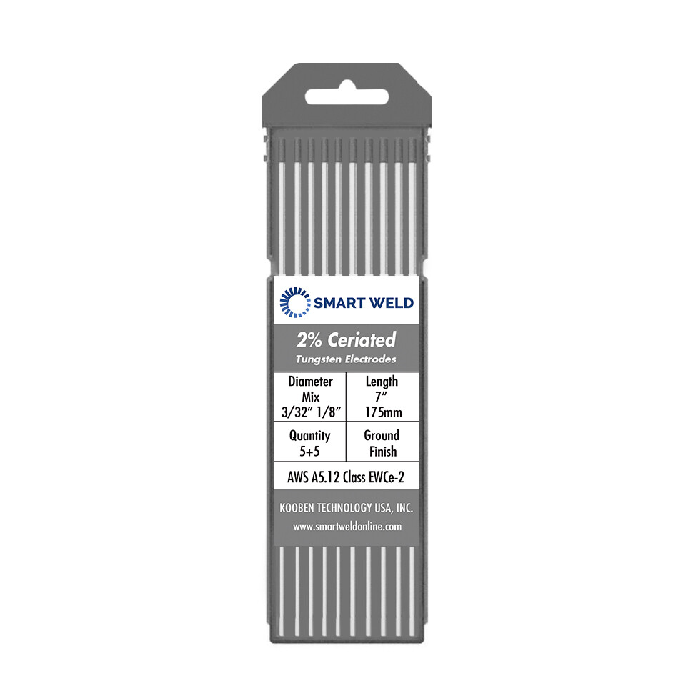 Grey TIG Welding Tungsten Electrode Assorted 10 pack (3/32″ 1/8″, each 5) WC20