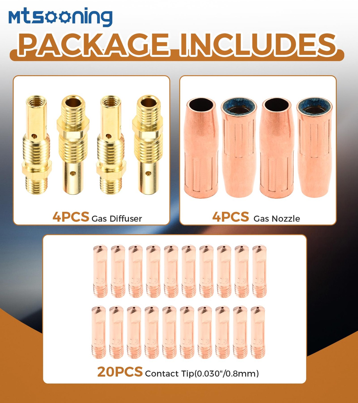 28PCS MIG Welding Kit Accessory .030″ Tip-Nozzle-Diffuser Fit for Lincoln Mag…