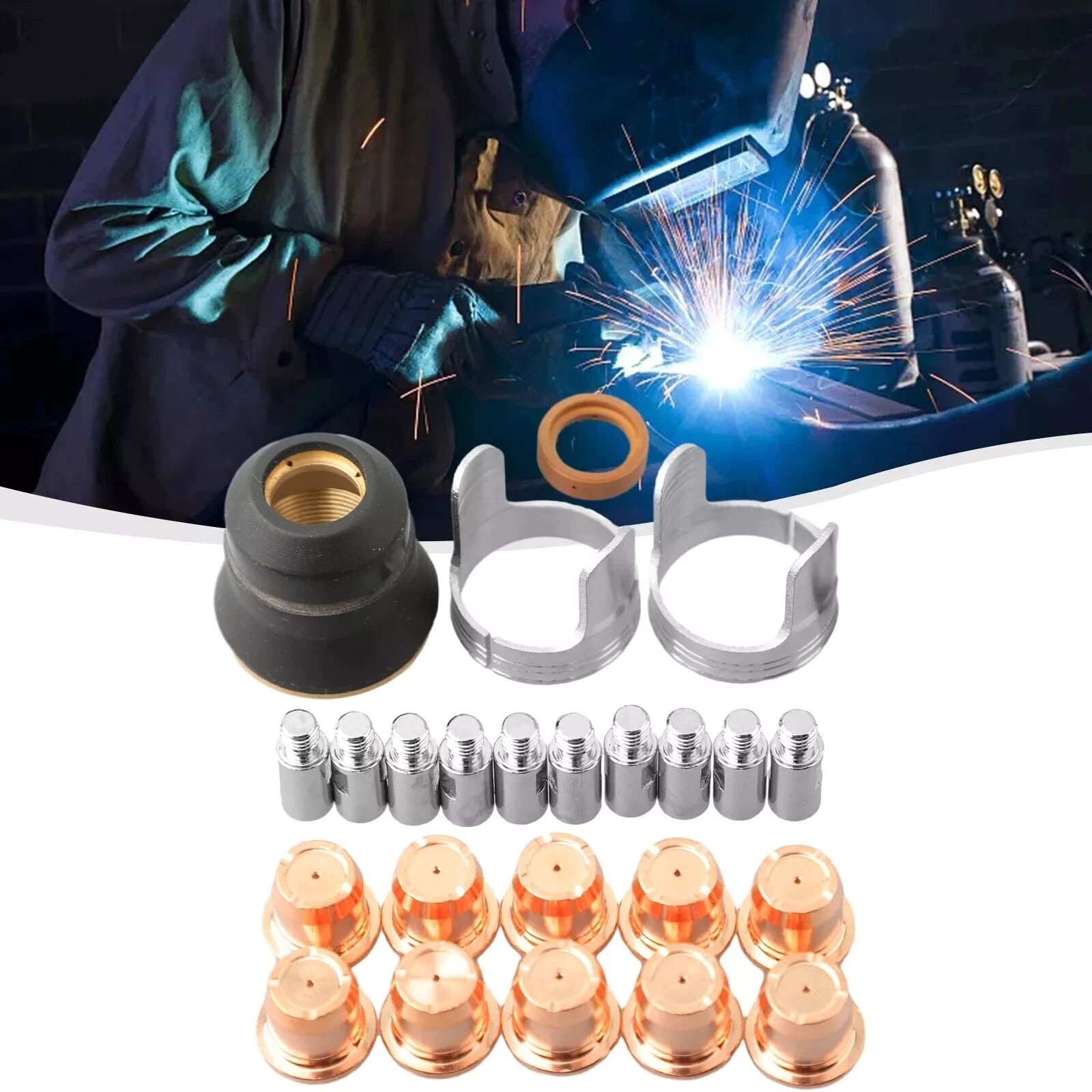 24Pcs Plasma Cutting Torch Consumables Tips For CUT-55DS Pro CUT-65DS IPT40