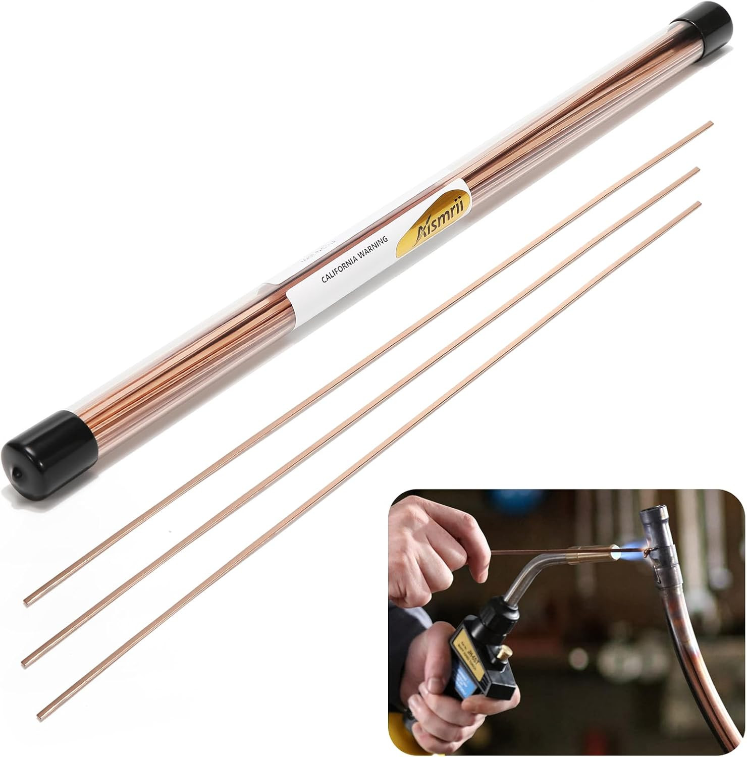 Brazing Rods, Copper Phosphorus 15.7″ HVAC Brazing Rods with Flux Coating, Low M