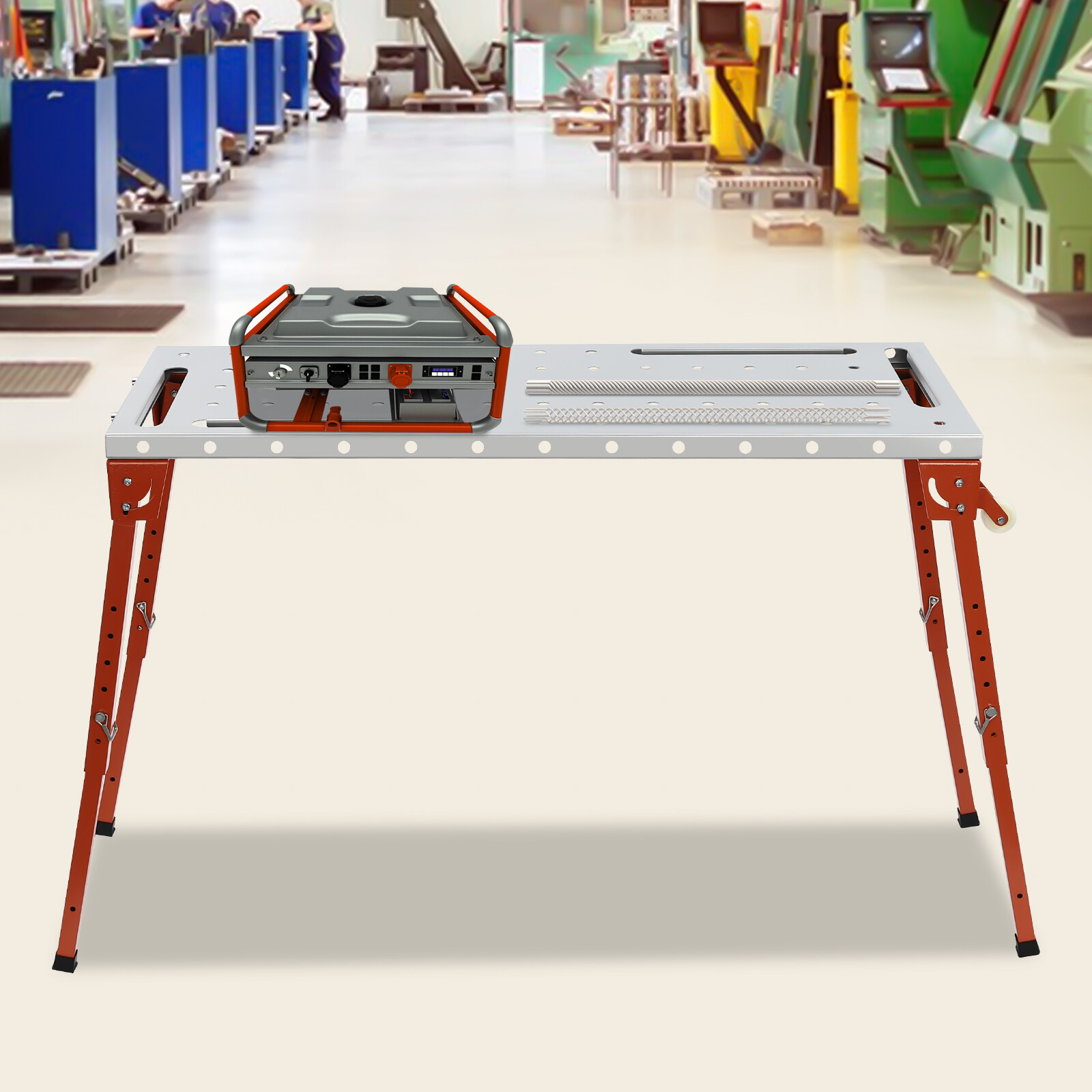 1000 Pounds Welding Workbench Table 4 Adjustable And Foldable Legs+2 Caster