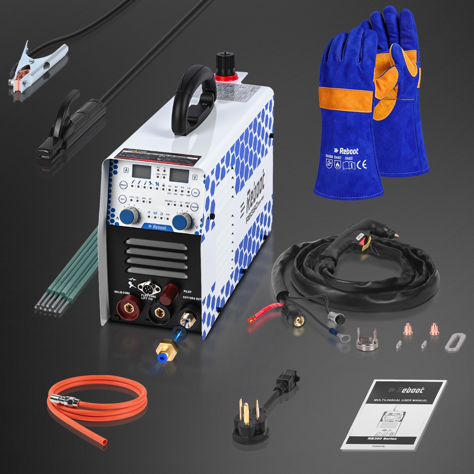 250A 8-in-1 MIG/TIG 120/240V RBM2500 PRO+300A Holder,Dual-Alu Kit .