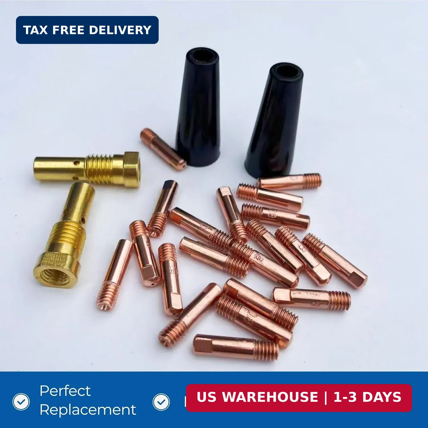 24PCS Flux Core Gasless Nozzles Welding Gun Accessory Kit .030″ Welding Tips MIG