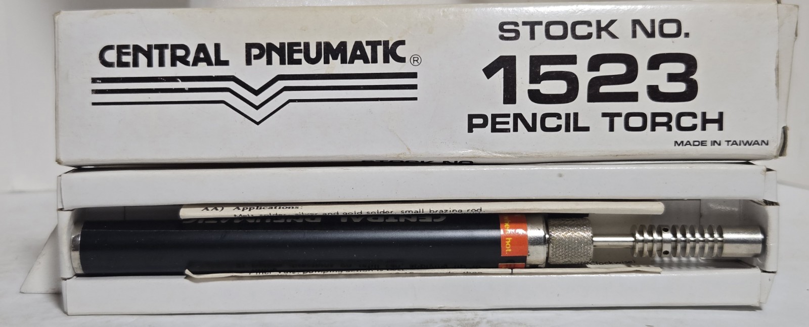 Pencil Torch by Central Pneumatic Stock No. 1523 Butane W/ Instructions
