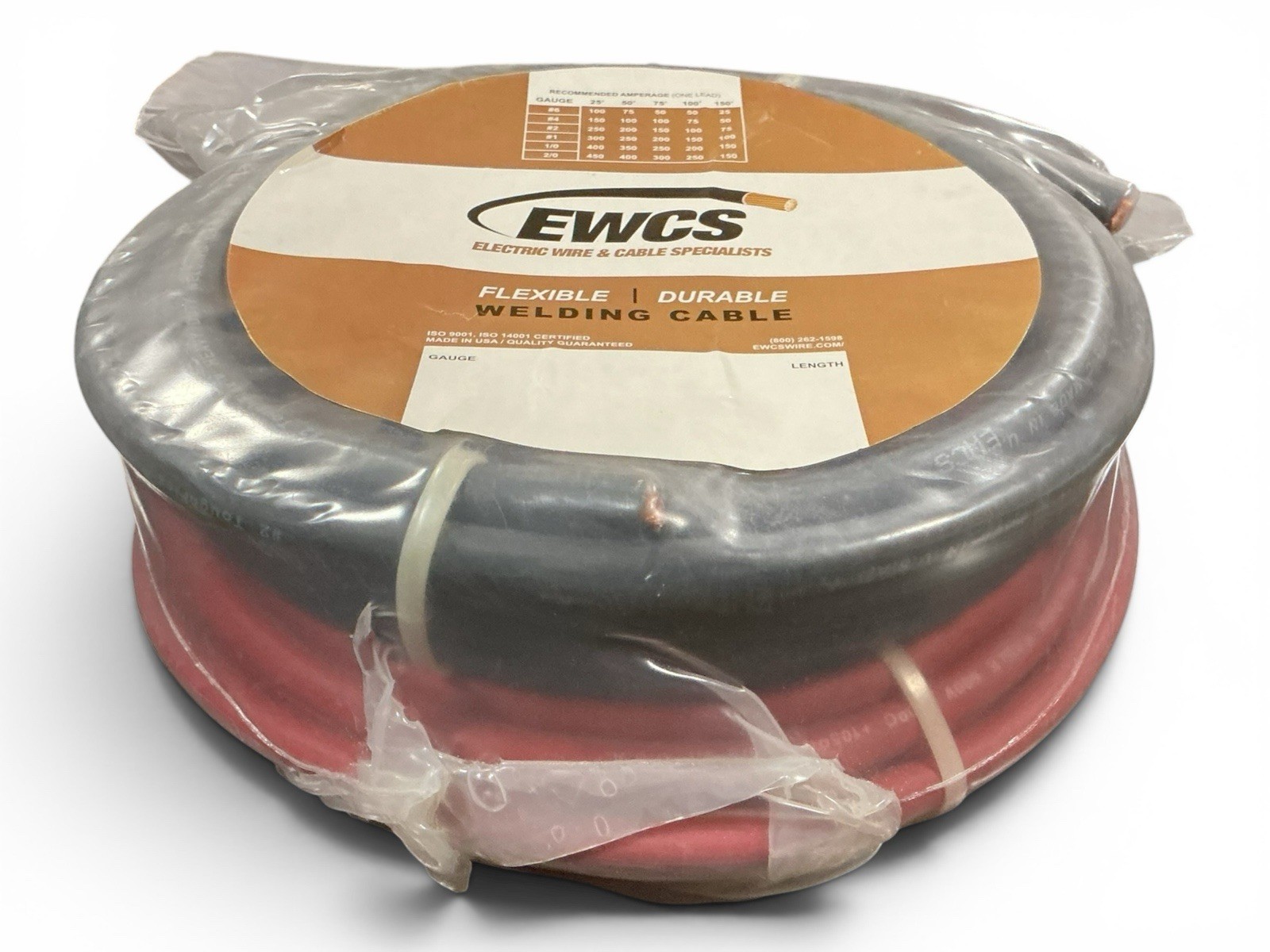 EWCS 2 AWG Welding Cable Combo 15ft Black & 15ft Red 100% Copper Made in USA New