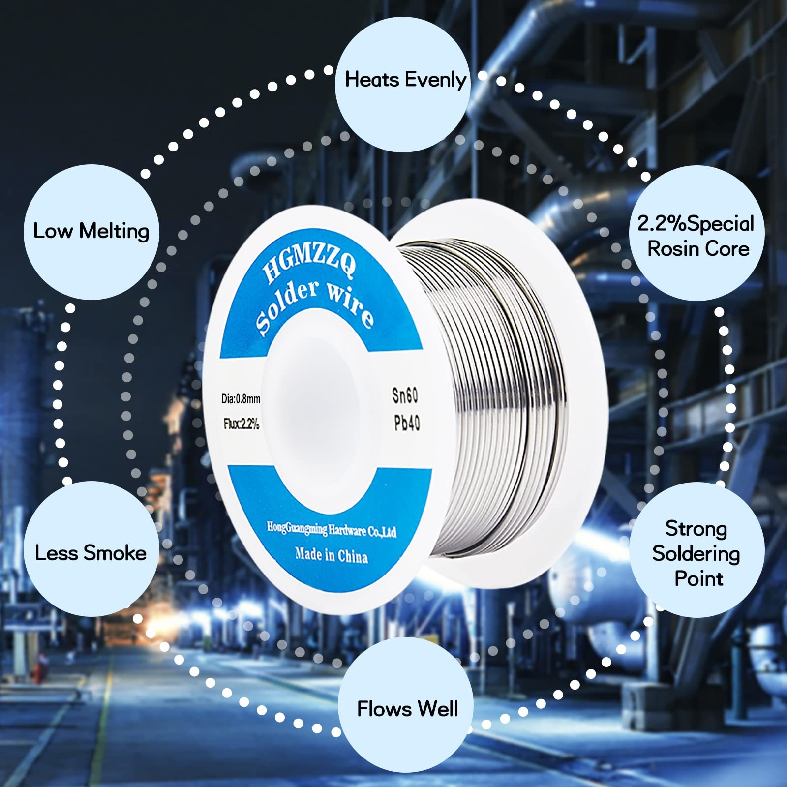 HGMZZQ 60/40 Tin Lead Solder Wire with Rosin core for Electrical 0.8mm-50g