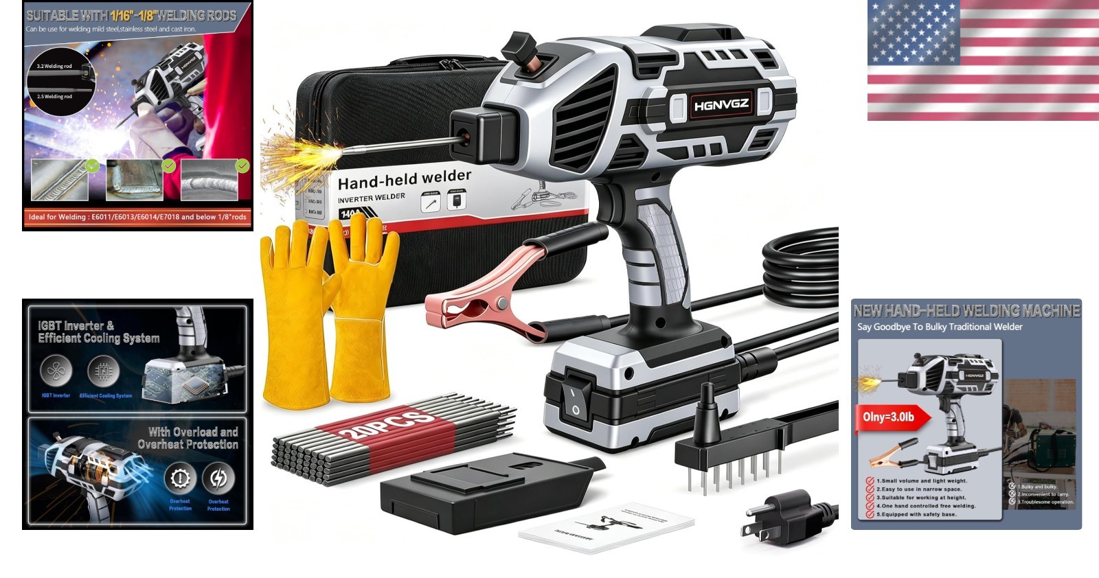 Professional 110V Handheld Welder – 20 Welding Rods & Lifetime Included
