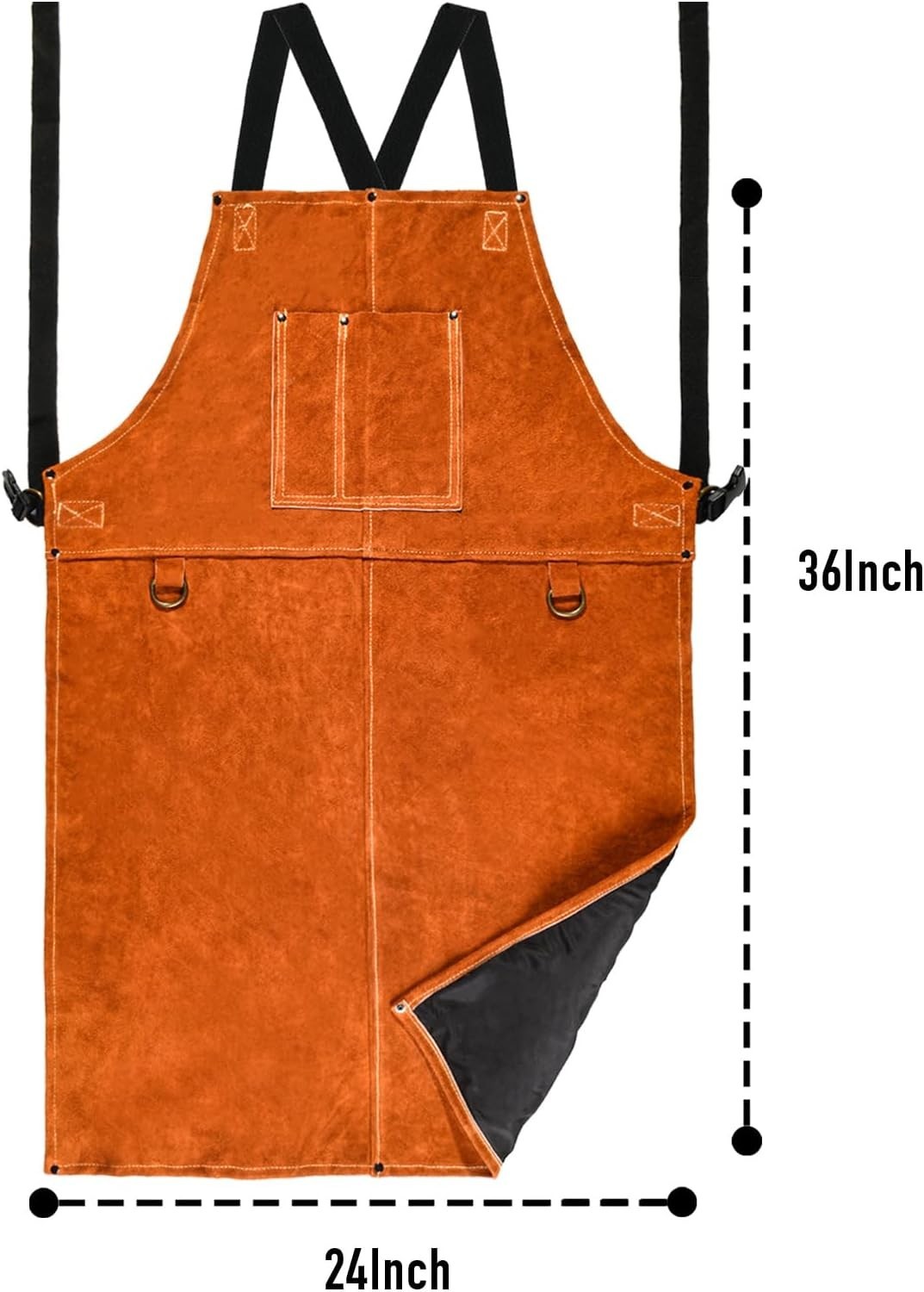 Leather Welding Apron – Heat & Flame Resistant, 24″x36″ for Men & Women