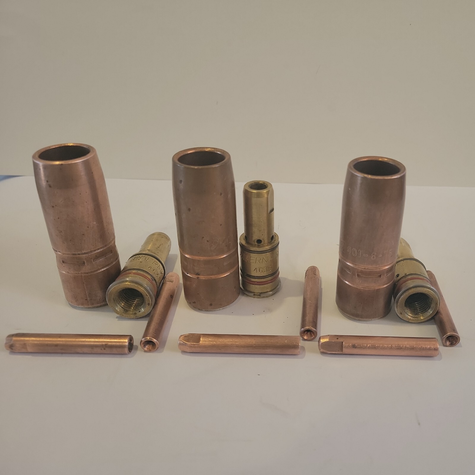 3(Three) Sets: BERNARD MID Welding 1/16 Tips, Nozzles #401-6-75, Diffusers #4635