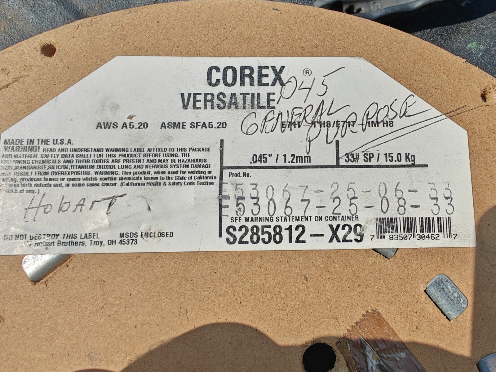 Hobart S285819-K29 Gas Shielded Triple 7 Flux-Cored Wire, .045 Inch, 22 lb Spool