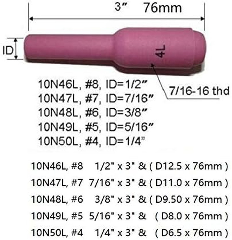TIG Jumbo Gas Lens Collet Body Alumina Nozzle Ceramic Cups Assorted Size Kit Fit