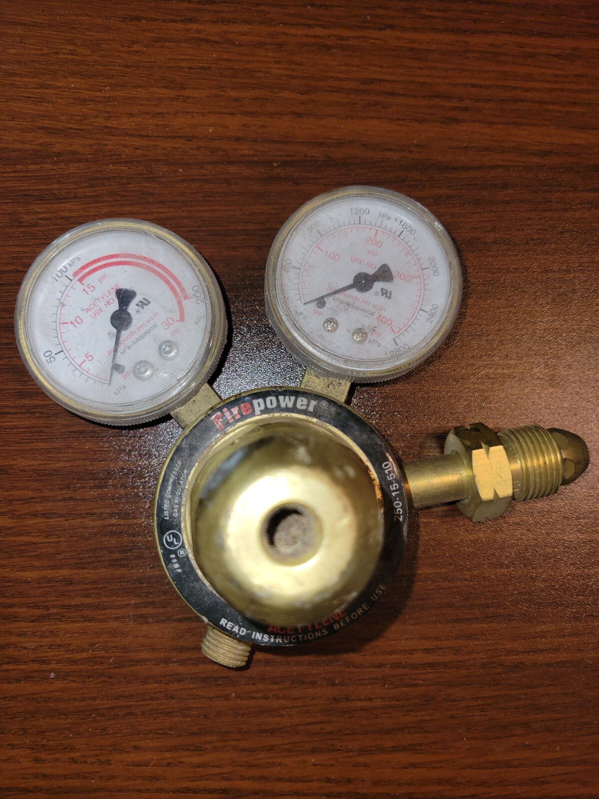Firepower Compressed Gas Regulator Model No. 250-15-510 Parts Or Restoration