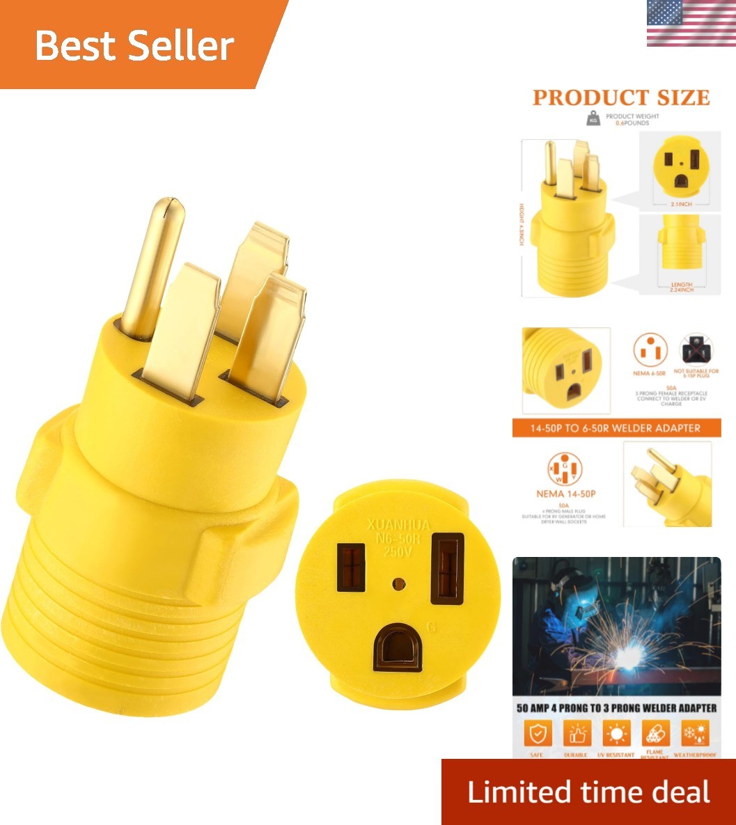 Durable NEMA 14-50P to 6-50R 50 Amp Welder Adapter – Reliable Power Connection!