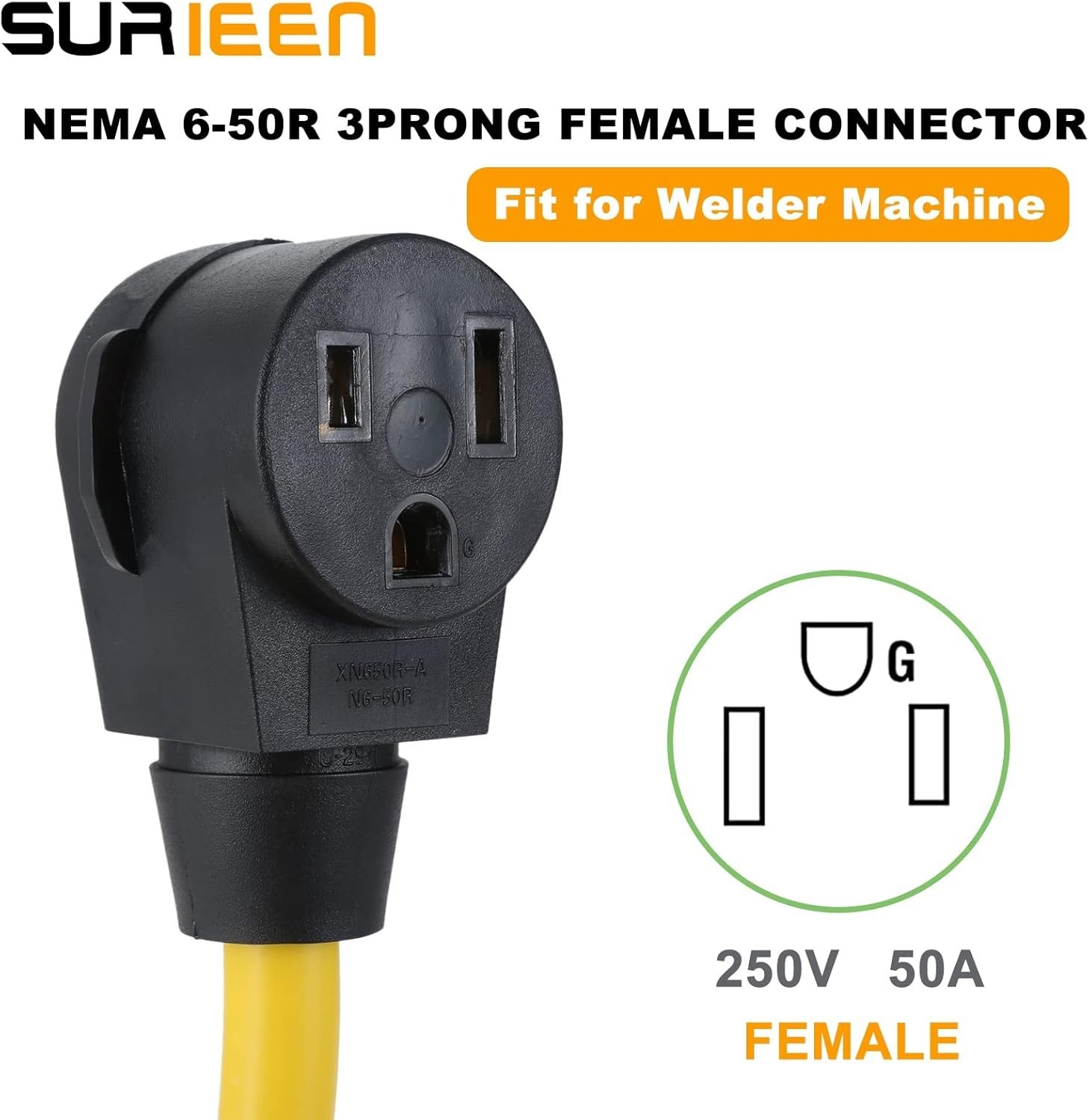 NEMA 10-30P to 6-50R Welder Adapter Cord, 1.5FT 30 Amp Dryer Male Plug to 50 Amp