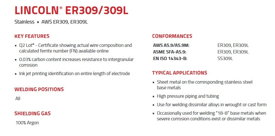 ER308L ER309L TIG Stainless Welding Filler Rod 1/8″ x 18″ 0.5LB 1LB 2LB 5LB